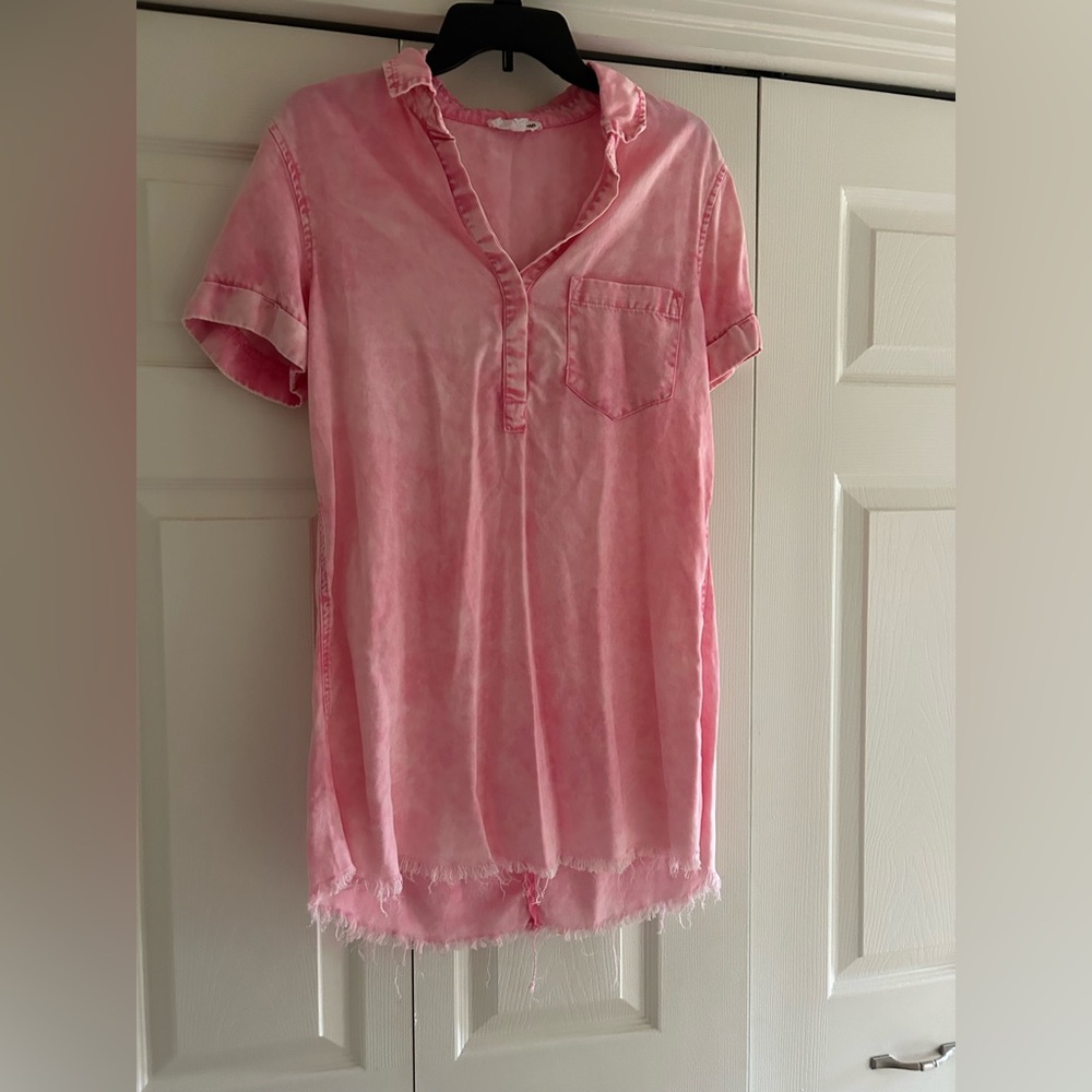 Soft Pink Tencel Top — V-Neck Tunic Style